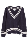 Sporty And Rich Src Cable-knit Jumper In Navy