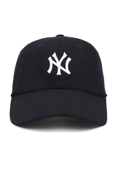 Sporty And Rich Yankees Serif Wool Hat In Navy & White