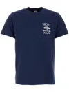 Sporty And Rich Crew-neck Logo T-shirt In Soft Cotton In Blue