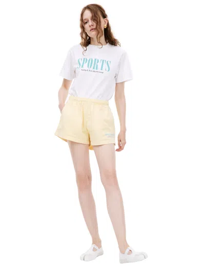 Sporty And Rich Yellow Logo Shorts