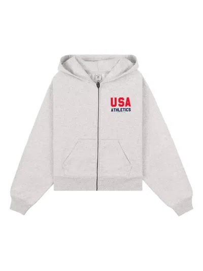 Sporty And Rich Zip Hoodie In Gray