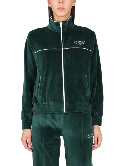 Sporty And Rich Zip Sweatshirt. In Green