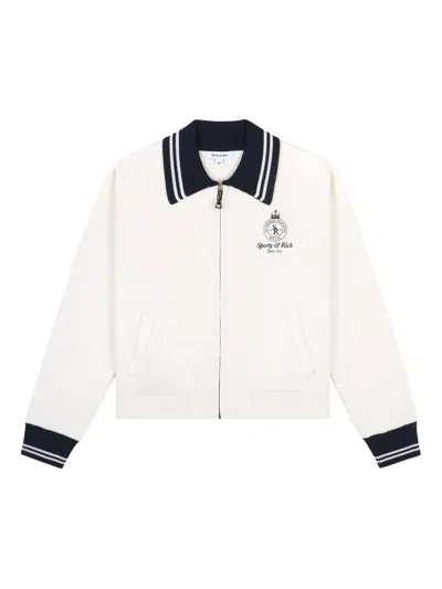Sporty And Rich Zip-up Collar Bomber Jacket In White
