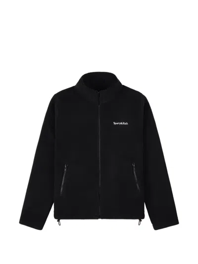 Sporty And Rich Zip-up Fleece Jacket In Black
