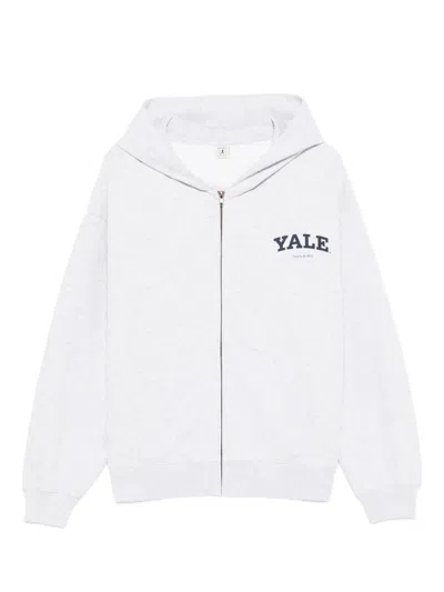 Sporty And Rich Zip-up Hoodie In White
