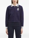 Sporty And Rich Royal Club Embroidered Striped Knitted Cardigan In Blue