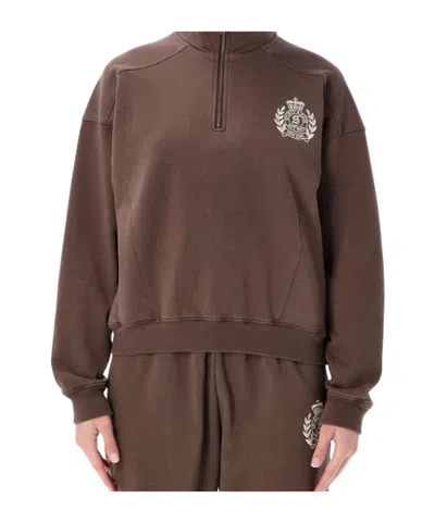 Sporty And Rich Zipper Sweatshirt In Brown