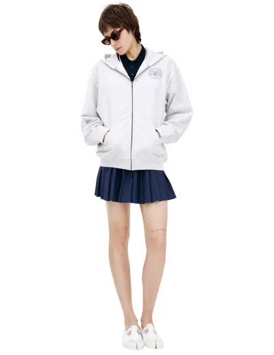 Sporty And Rich Zippered Hoodie With Logo In Grey