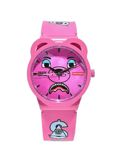 Sprayground 40mm Bear-shaped Graphic-print Watch In Multi