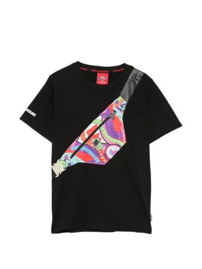 Sprayground Bag-print Cotton T-shirt In Black