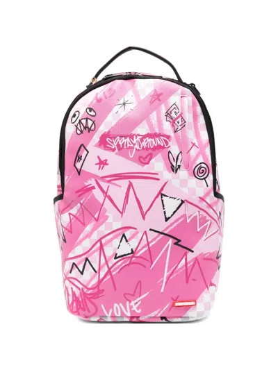 Sprayground Broken Hearts Club Graphic-print Backpack In Pink