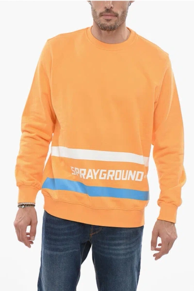 Sprayground Brushed Cotton Crew-neck Sweatshirt In Yellow