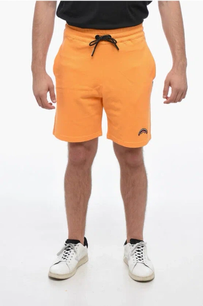 Sprayground Brushed Cotton Shorts With Embroidered Logo In Orange