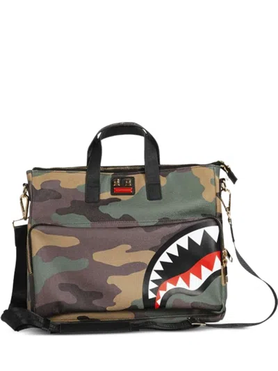 Sprayground Camouflage Shoulder Bag In Green