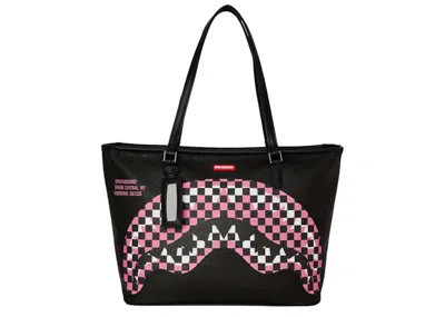 Pre-owned Sprayground Central Breakup Check Sorbet Tote In Grey In Gray