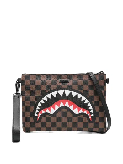 Sprayground 'check 2 Emboss Crossover' Clutch Bag  In Brown