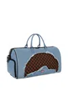 Sprayground Check-panel Denim Shoulder Bag In Blue