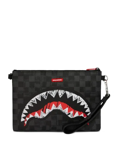 Sprayground Check-pattern Logo-detail Clutch Bag In Black