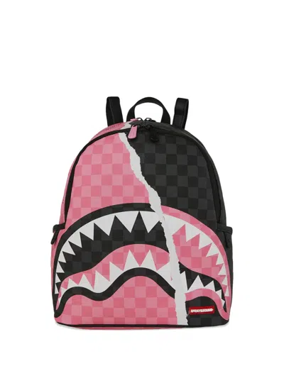 Sprayground Check-pattern Shark Backpack In Pink