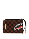 Sprayground Check-pattern Shark-face Wallet In Brown