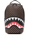Sprayground Check-pattern Shark-print Backpack In Brown