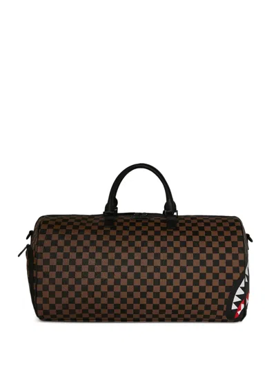 Sprayground Check-pattern Top-handle Duffle Bag In Brown