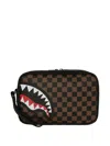 Sprayground Check-pattern Wash Bag In Brown
