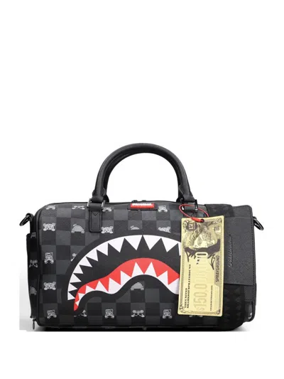 Sprayground Check Shark Duffle Bag In Black