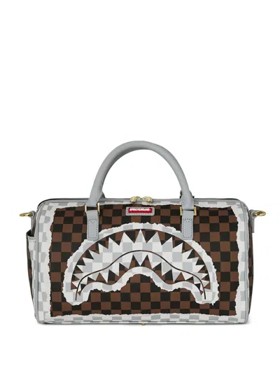 Sprayground Checkerboard-pattern Duffle Bag In Brown