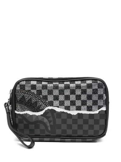Sprayground Checkerboard-pattern Wash Bag In Black