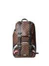 Sprayground Checkerboard Shark Backpack In Brown