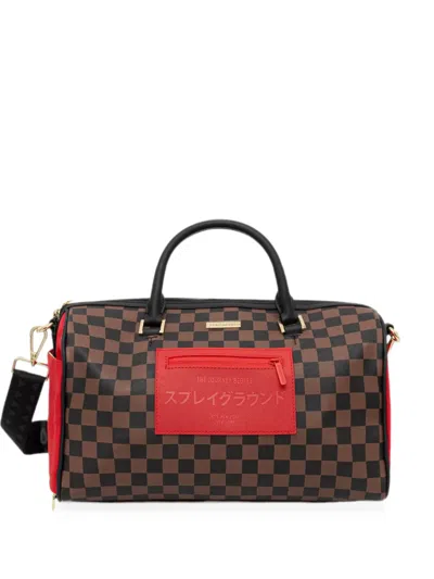 Sprayground Checkerboard-print Holdall In Brown