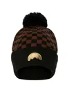 Sprayground Checkered-pattern Pom-pom-detail Beanie Hat In Multi