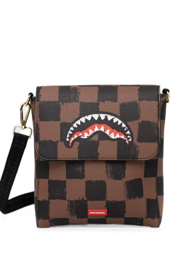 Sprayground Checkered Shark Belt Bag In Brown