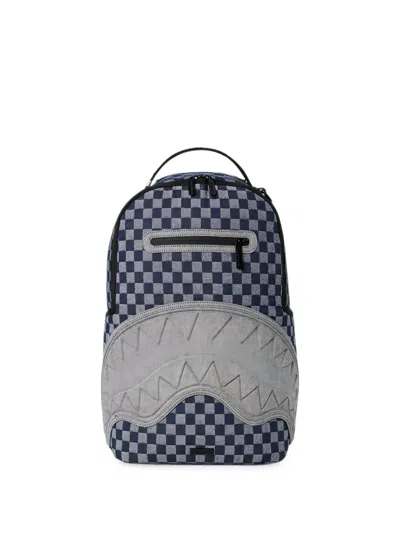 Sprayground Checkered Shark Mouth Backpack In Blue