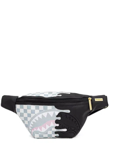 Sprayground Checkered Shark-motif Belt Bag In Black