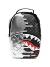 Sprayground Checkered Shark-print Backpack In Blue
