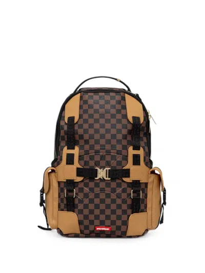 Sprayground Check-pattern Buckle-detail Backpack In Brown