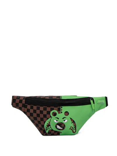 Sprayground Check-pattern Graphic-print Belt Bag In Green