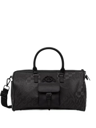 Sprayground Check-pattern Logo-patch Holdall In Black