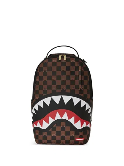 Sprayground Check-pattern Peeking Character Backpack In Brown