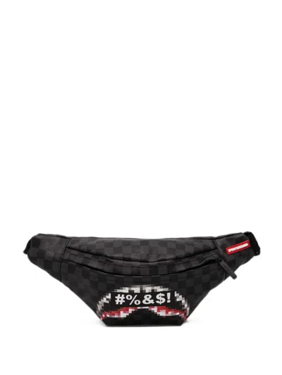 Sprayground Check-pattern Pixel-print Belt Bag In Black