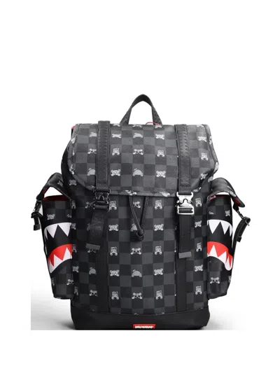 Sprayground Check-pattern Shark-mouth Backpack In Black