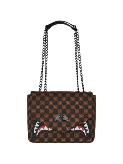 Sprayground Check-pattern Shark-mouth Shoulder Bag In Brown