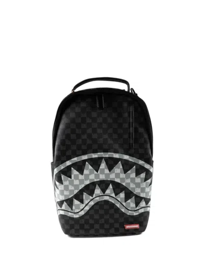 Sprayground Check-pattern Shark-print Backpack In Yellow
