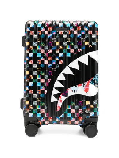 Sprayground Check-pattern Shark-print Cabin Trolley In Black