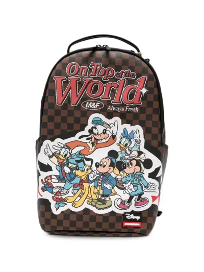 Sprayground Check-print Disney Mickey & Friends Backpack In Yellow