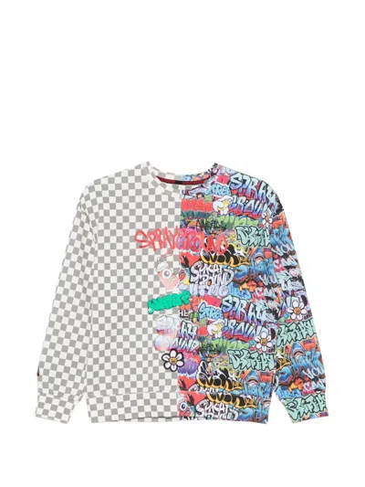 Sprayground Kids' Check-print Graffiti-pattern Sweatshirt In Multi