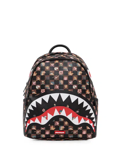 Sprayground Check-print Shark-mouth Backpack In Black