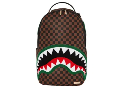 Pre-owned Sprayground Chenille Sip Romeo Air Italia Shark Backpack In Brown